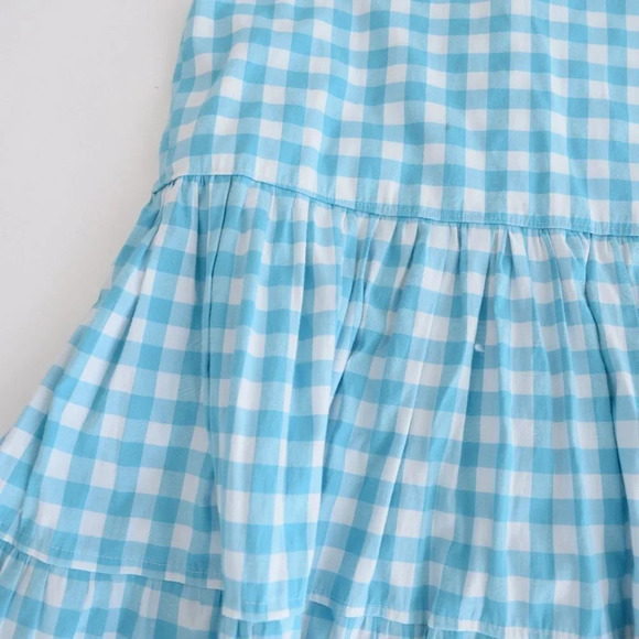 Blue  and White Gingham V-Neck Sleeveless Maxi Dress - Picture 11 of 14